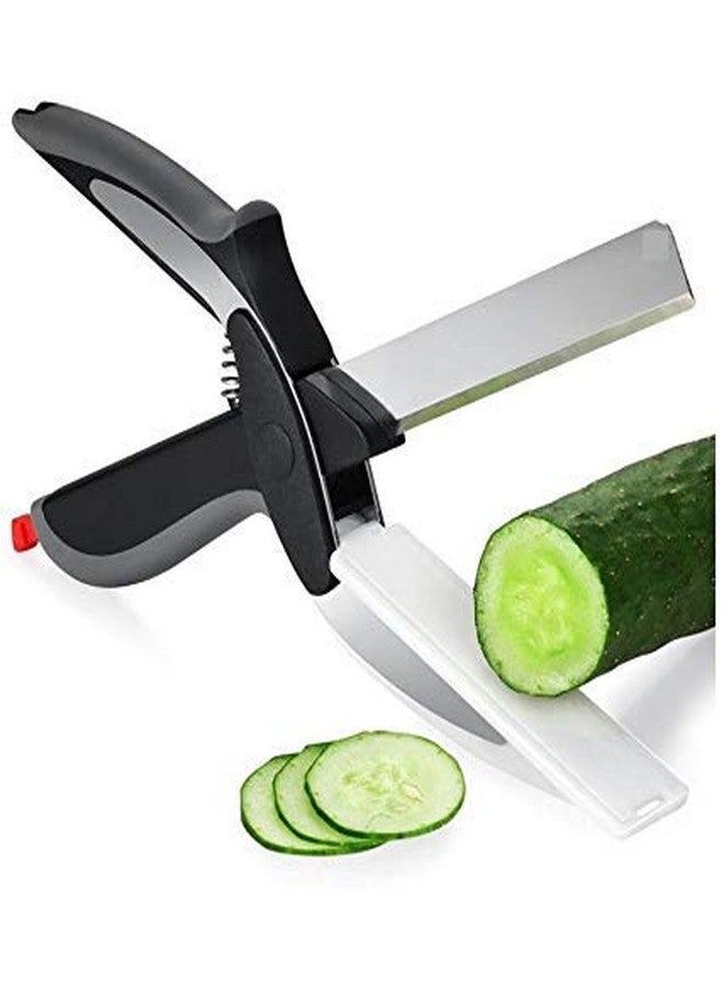 Big Saving hr mart Clever Cutter Stainless Steel 2-in-1 Vegetable and Fruit Chopper 2 in 1 Food Chopper/Slicer/Dicer Vegetable and Fruit Cutter Kitchen, Multicolou - Image 2